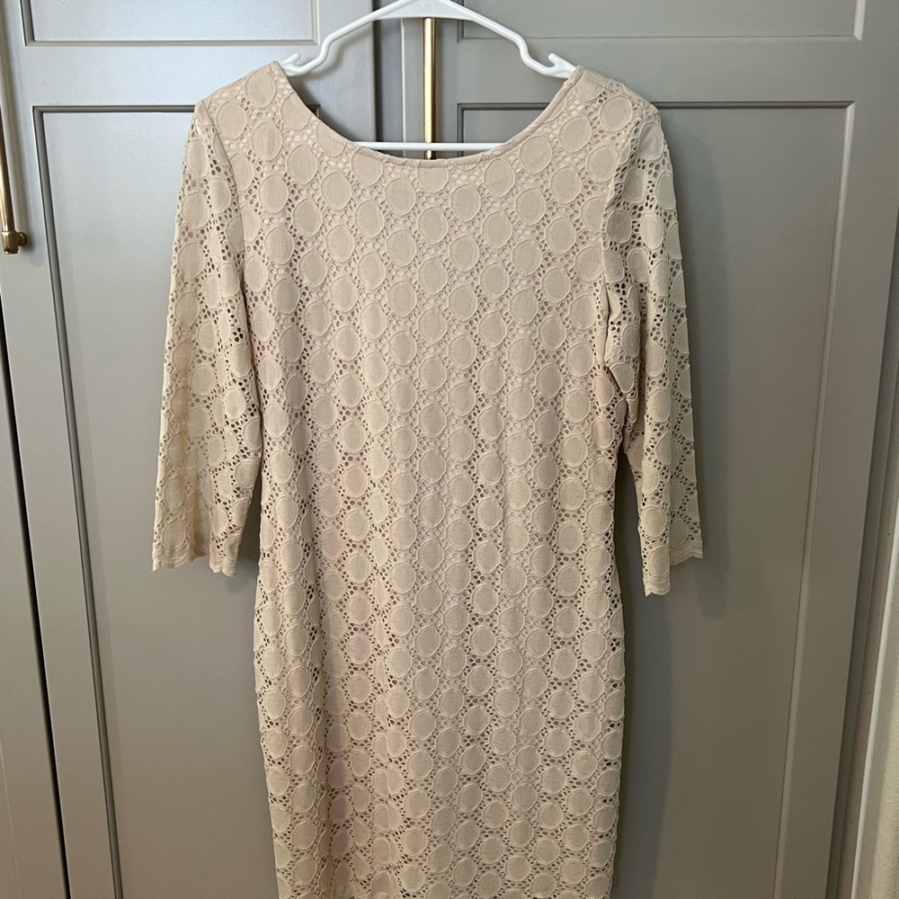 Textured Three-Quarter Sleeve Dress
